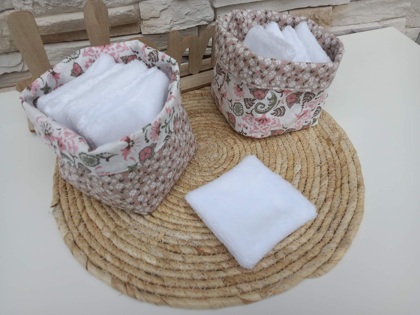 Panière réversible avec lingettes lavables en éponge bambou