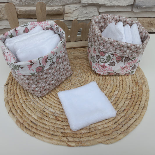 Panière réversible avec lingettes lavables en éponge bambou