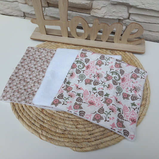 Serviettes visage Jardin rosé et Mini fleuri