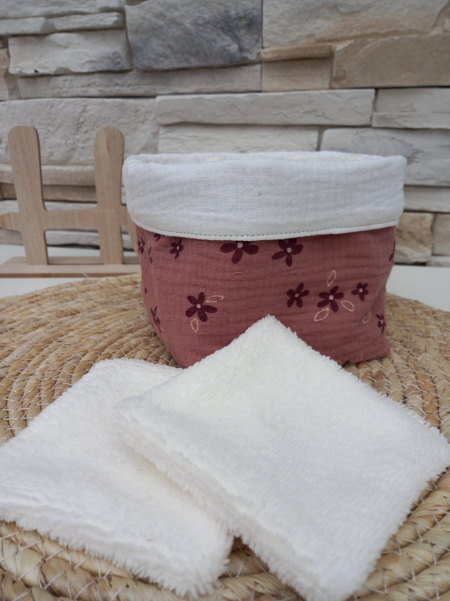 Lot panière et 10 cotons lavables