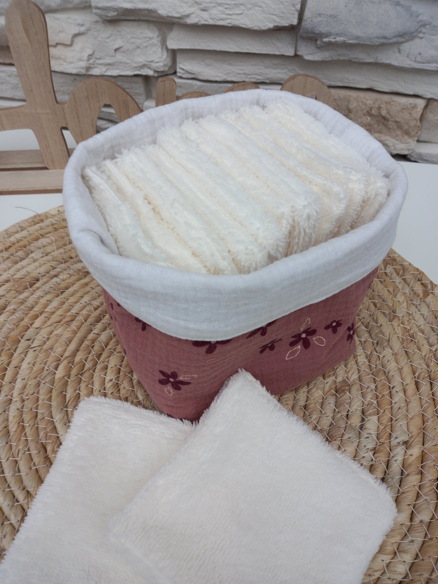 Lot panière et 10 cotons lavables