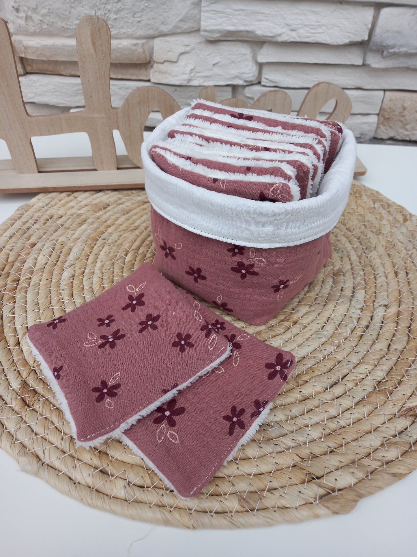 Lot panière et 10 cotons lavables