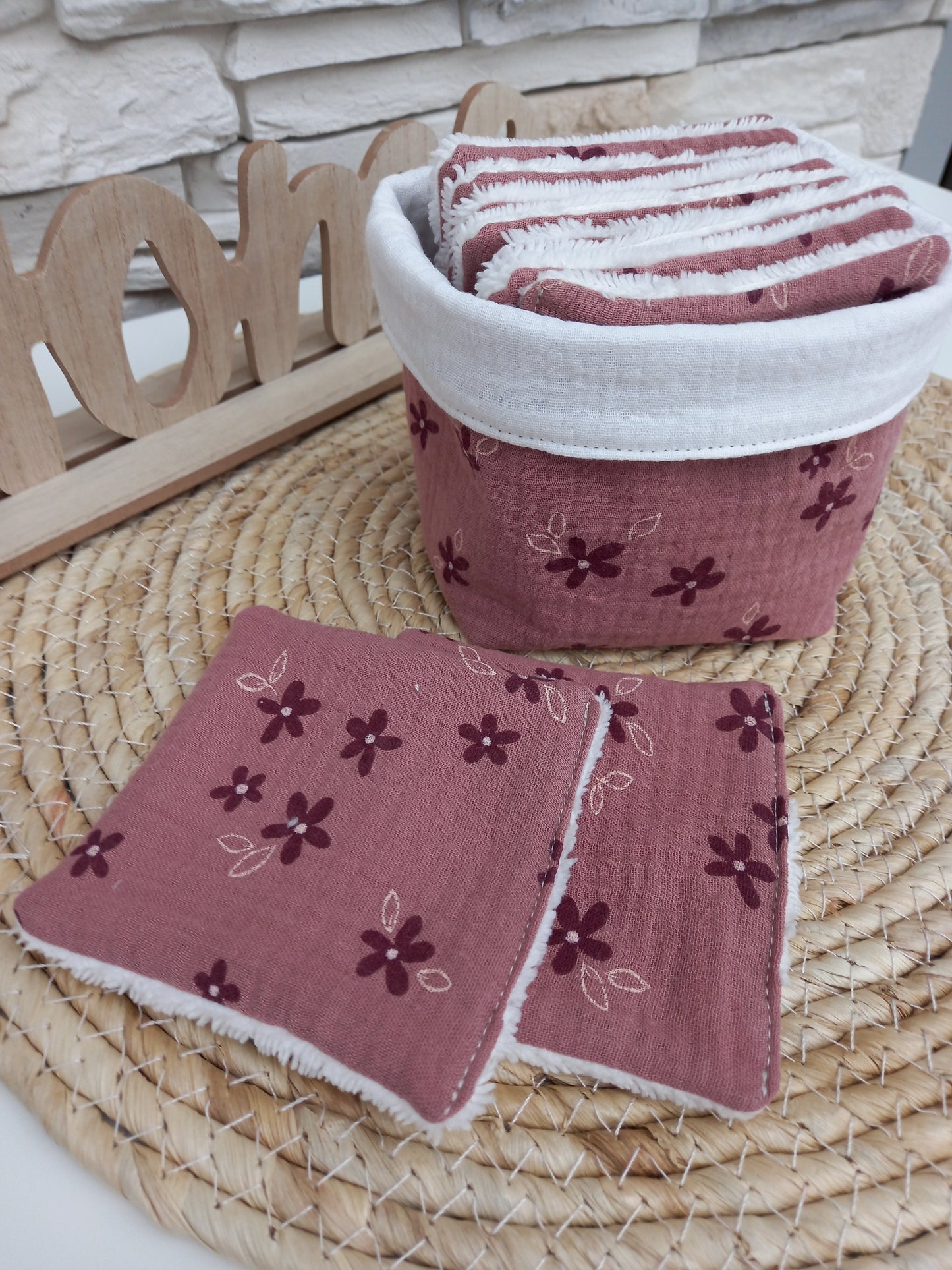 Lot panière et 10 cotons lavables