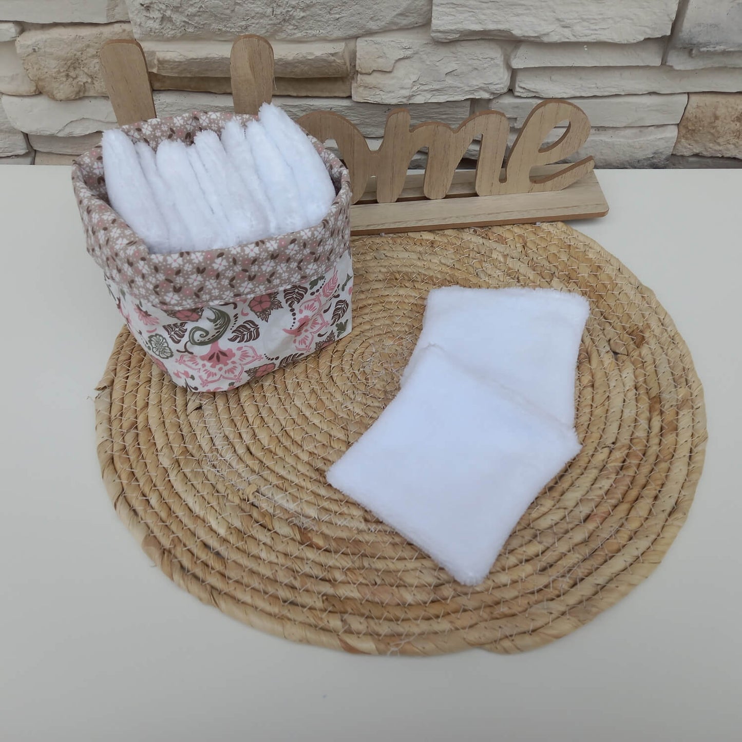 Panière réversible avec lingettes lavables en éponge bambou