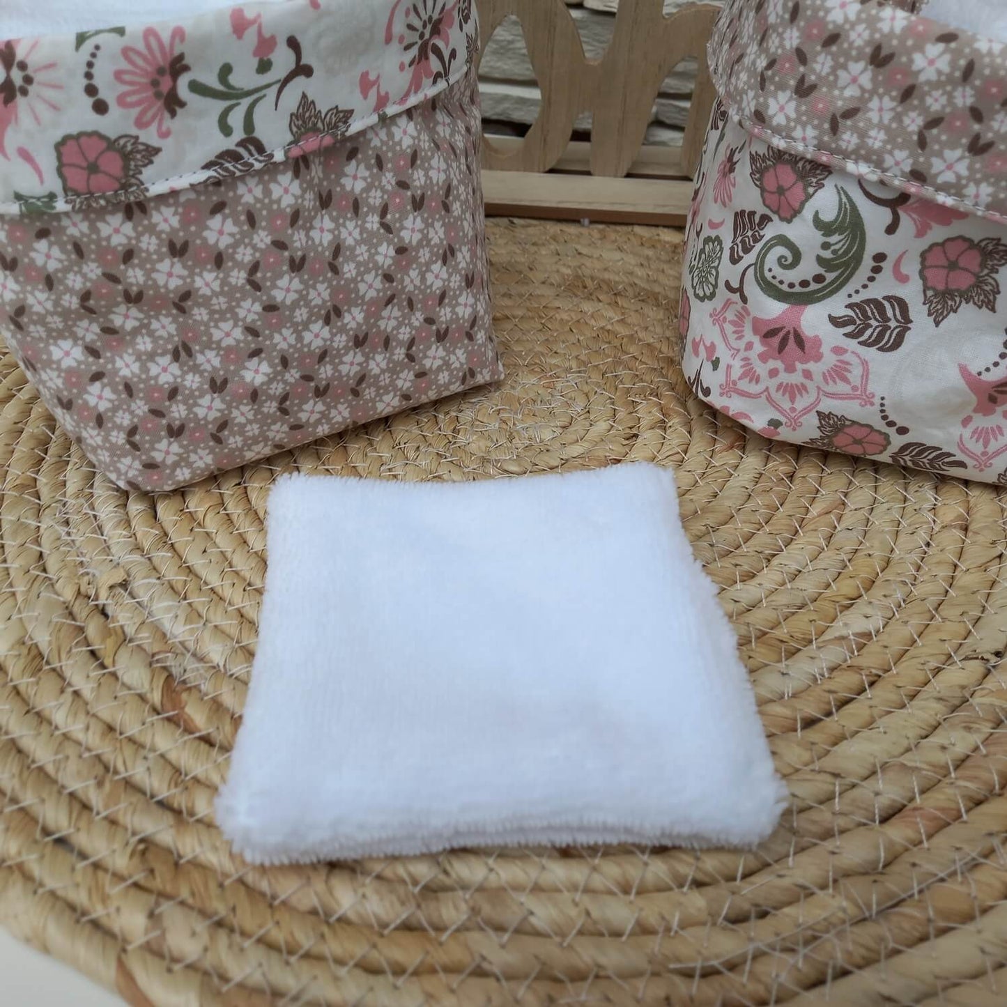 Panière réversible avec lingettes lavables en éponge bambou